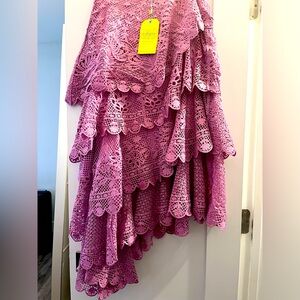 FARM RIO MAUVE PINK EYELET SKIRT